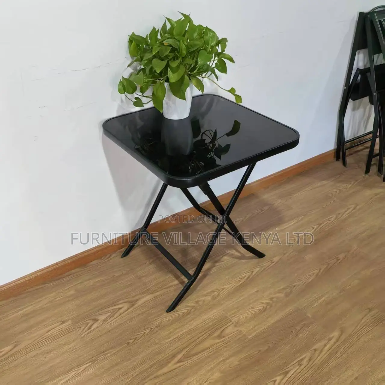 Foldable Table;Black Square Glass Foldable And Portable Dining Table