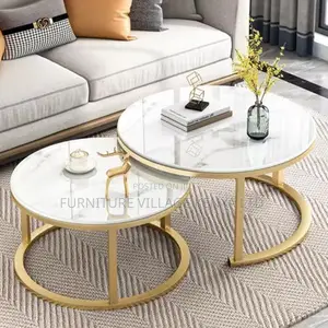 Coffee Table; Marble Round Nesting Coffee Table