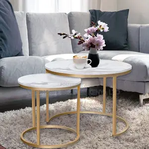 Coffee Table; Marble Round Nesting Coffee Table
