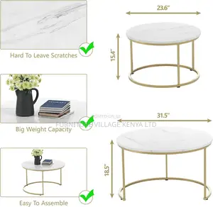 Coffee Table; Marble Round Nesting Coffee Table