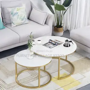 Coffee Table; Marble Round Nesting Coffee Table