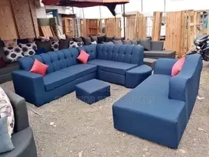 Blue L-Shaped Sofa-6 Seater Sofa