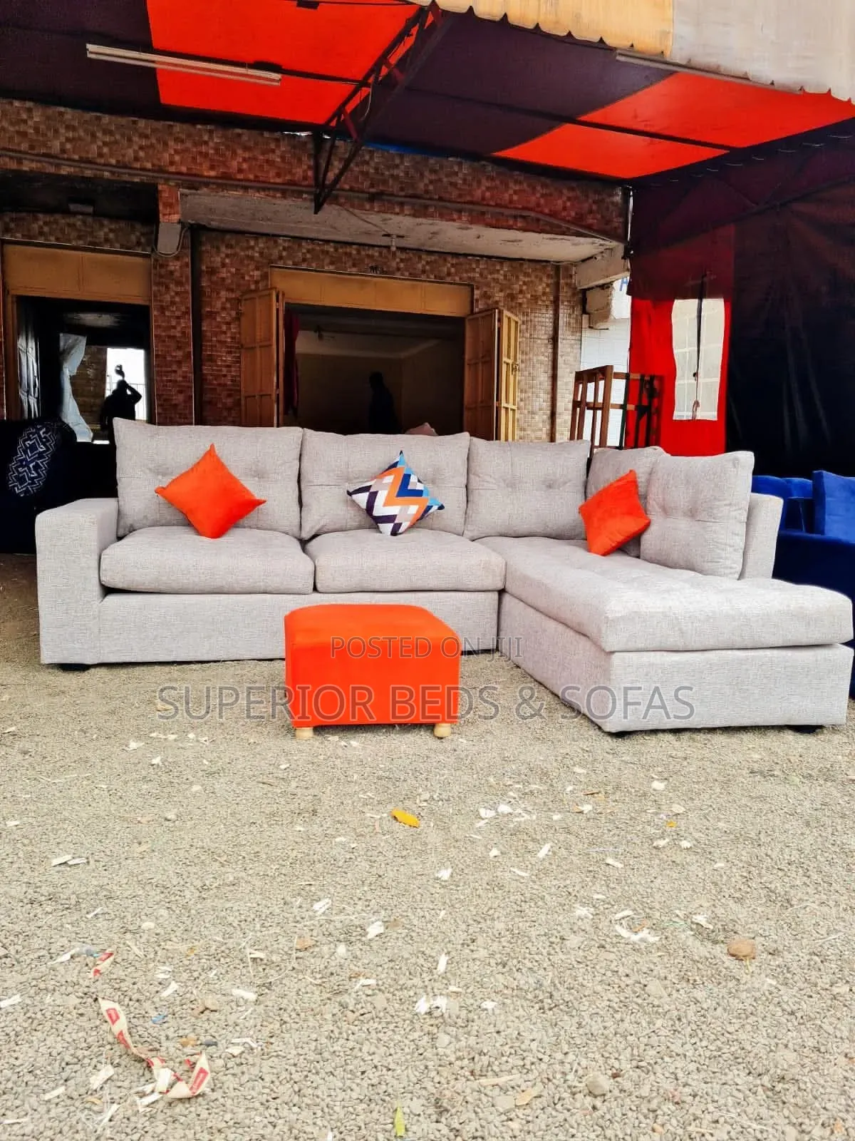 Grey L-Shaped /Conner Seat- 5 Seater