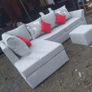 Modern L-Shaped Sofa + Ottoman (4 Seater/Conner Seat)