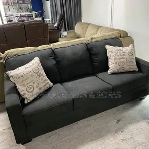 Black 3-Seater Sofa With Pillows