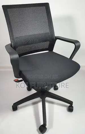 Office Chair : Black Mid-Back Ergonomic Mesh Office Chair