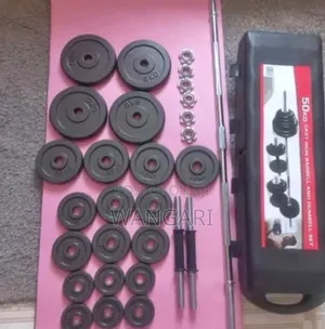 Unassembled 50 KGS Black Dumbbells