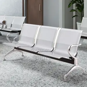 Office Bench : 3-Seater Stainless Steel Office Waiting Bench