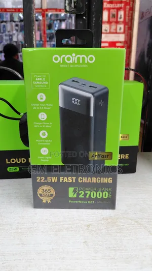 Original Oraimo 27000mah 22.5w Power Bank With Digital Display.