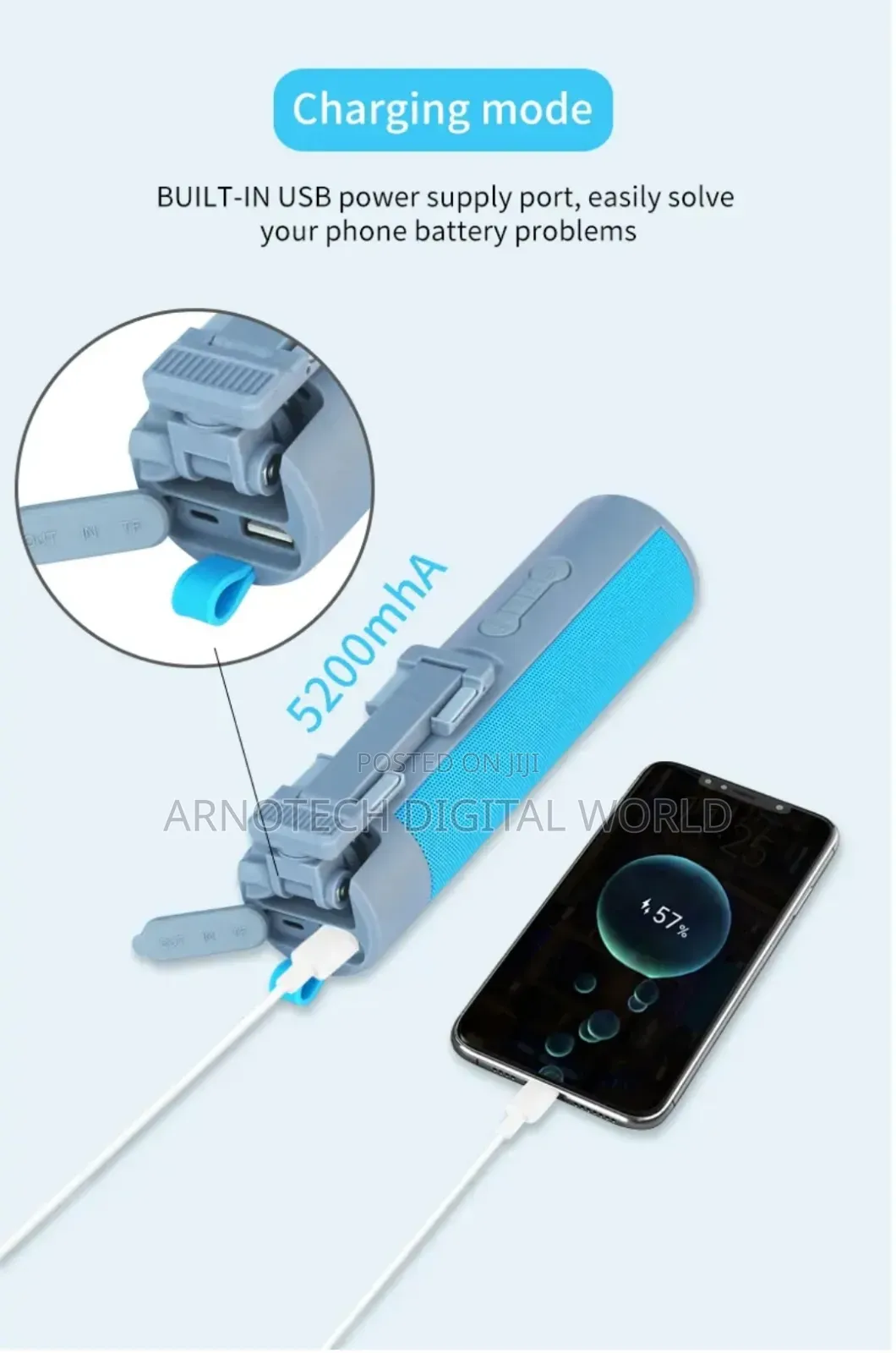 Multi-Function Bluetooth Speaker+ Power Bank+ Selfiestick
