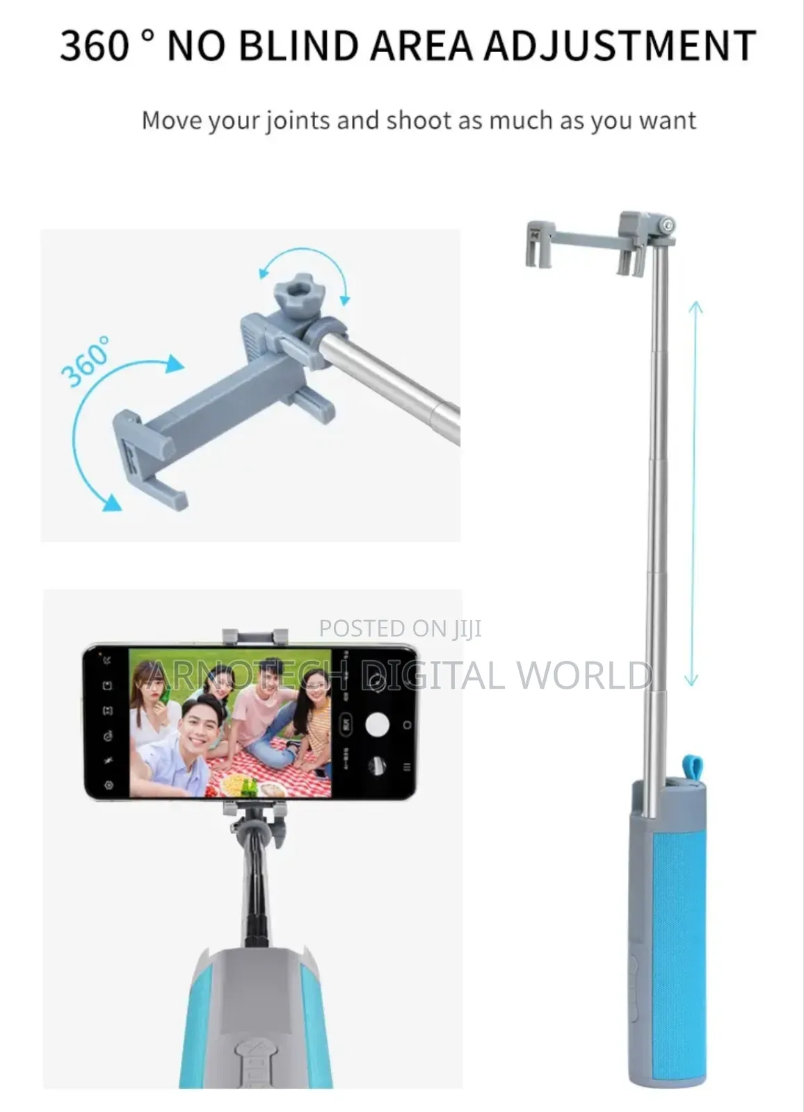 Multi-Function Bluetooth Speaker+ Power Bank+ Selfiestick