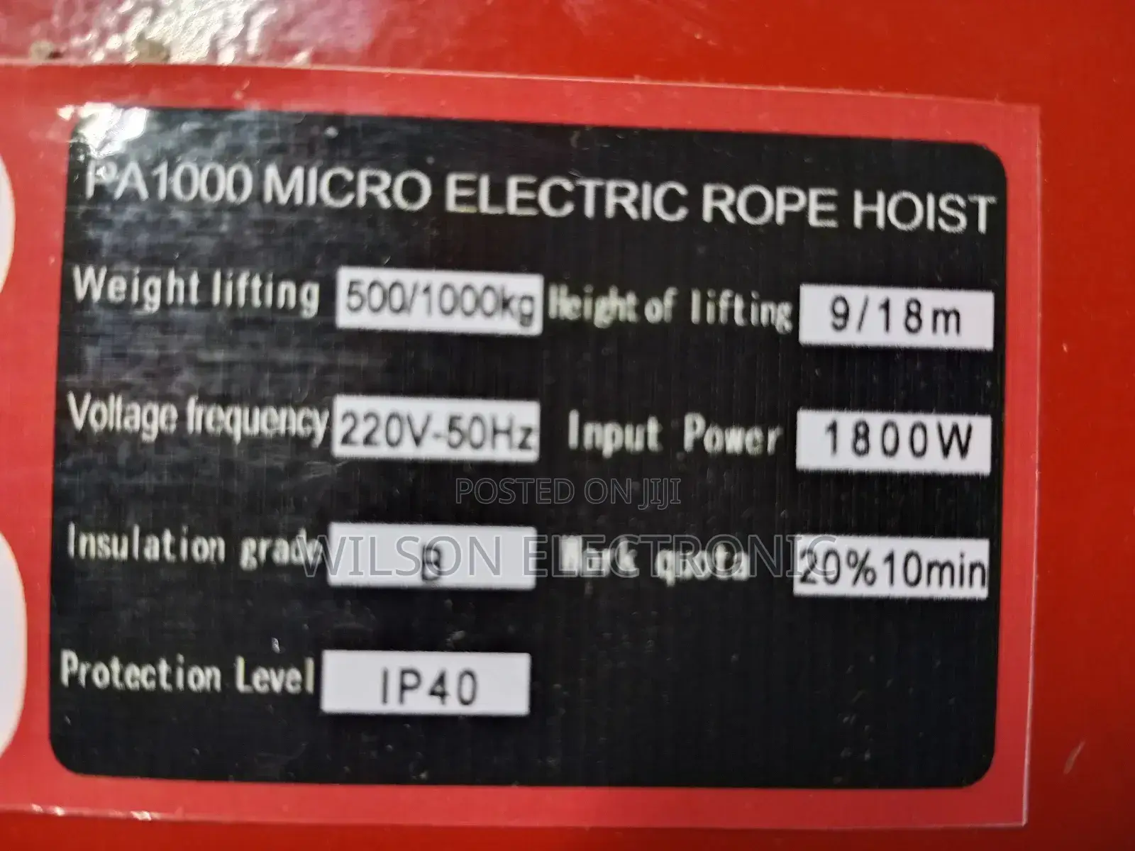 Electric Mini Hoist Crane. 1000kg