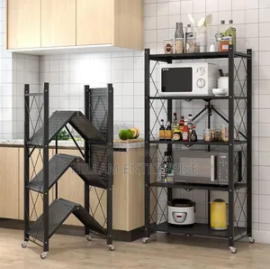 5 Layer Big Size Foldable Kitchen Rack With Wheels