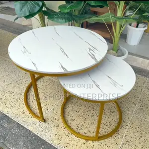 White Nesting Coffee Table – Marble Effect MDF Modern Design