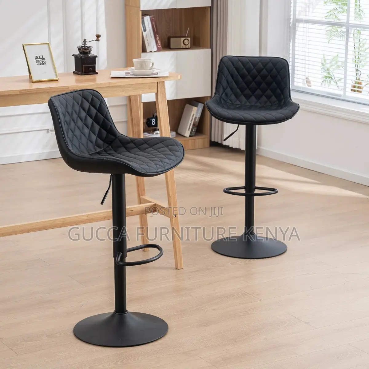 Adjustable Leather Home Office Counter Barstool