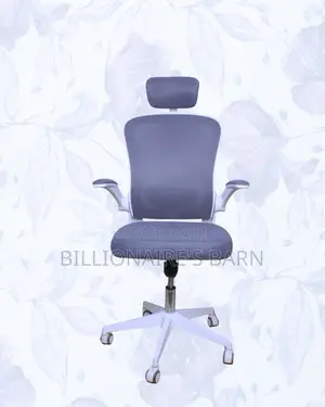 White Ergonomic Office Chair Flip Up Arms Adjustable 0