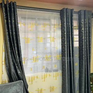 Gray Velvet Curtain With Gold Design