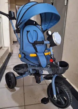 Kids Push Handle Tricycle With Canopy Shed