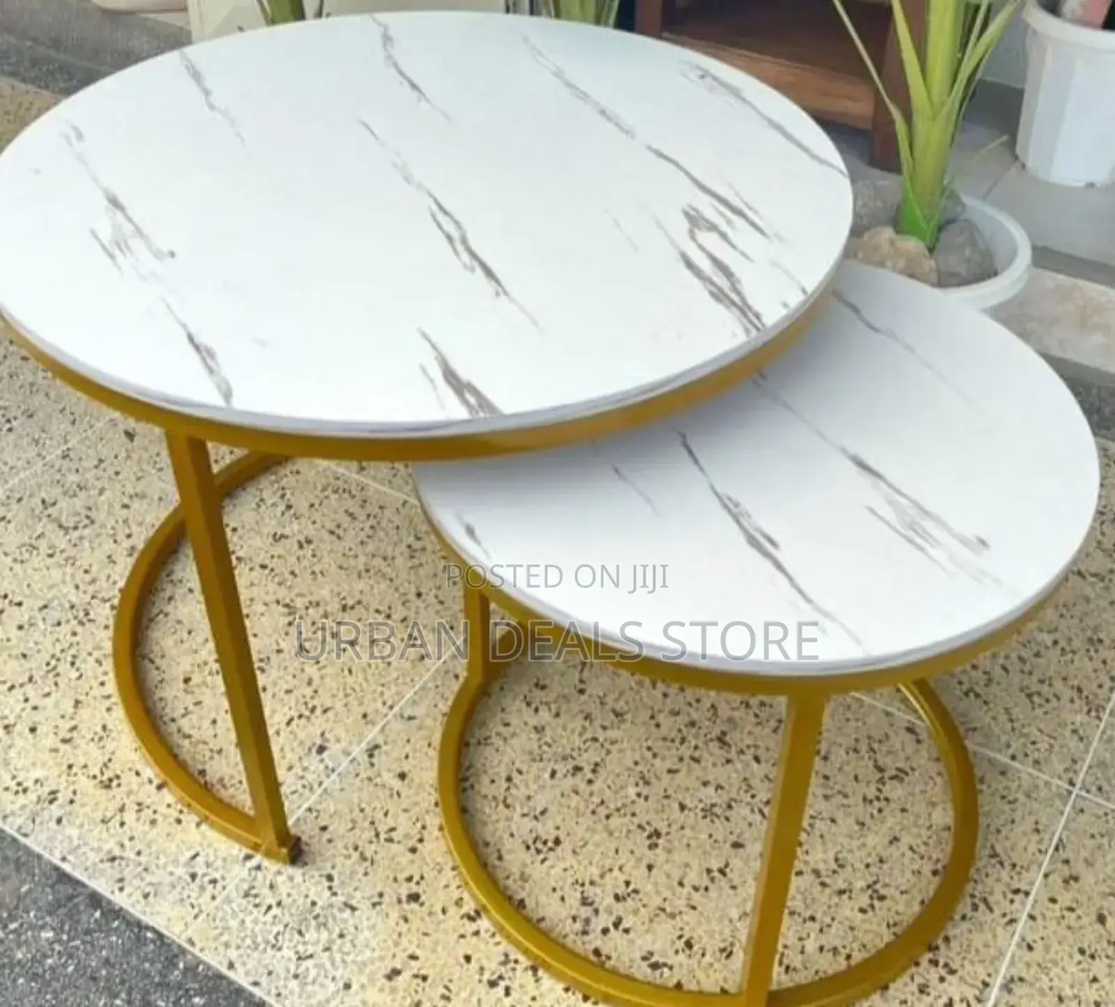 White Nesting Coffee Table Marble Effect (Mdf)
