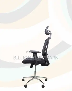Black Mesh Office Chair Ergonomic Headrest With Chrome Base