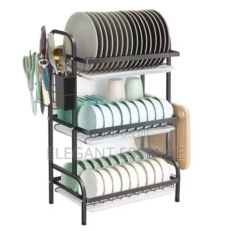 Maxspace 3-Tier Adjustable Multi-Drain Dish Drying Rack