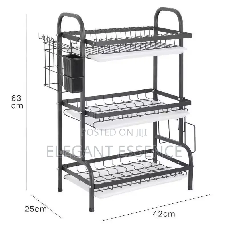 Maxspace 3-Tier Adjustable Multi-Drain Dish Drying Rack