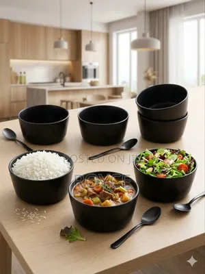Black Crockery Ceramic Soup Set- 6pcs