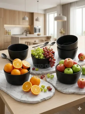 Black Crockery Ceramic Soup Set- 6pcs