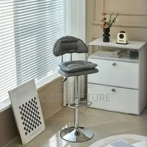 Barstools; Fancy Alloy Swivel Leather Barstool With Backrest