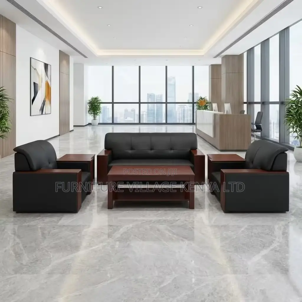 Office Chair; Black Executive Office Sofa Set