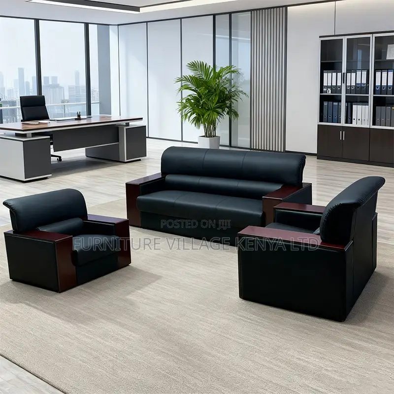 Office Chair; Black Executive Office Sofa Set