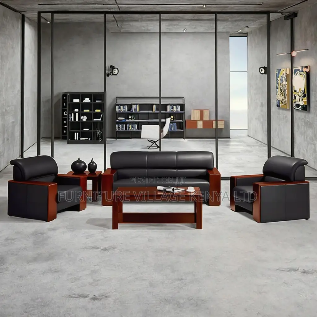 Office Chair; Black Executive Office Sofa Set