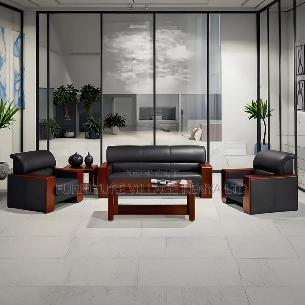 Office Chair; Black Executive Office Sofa Set