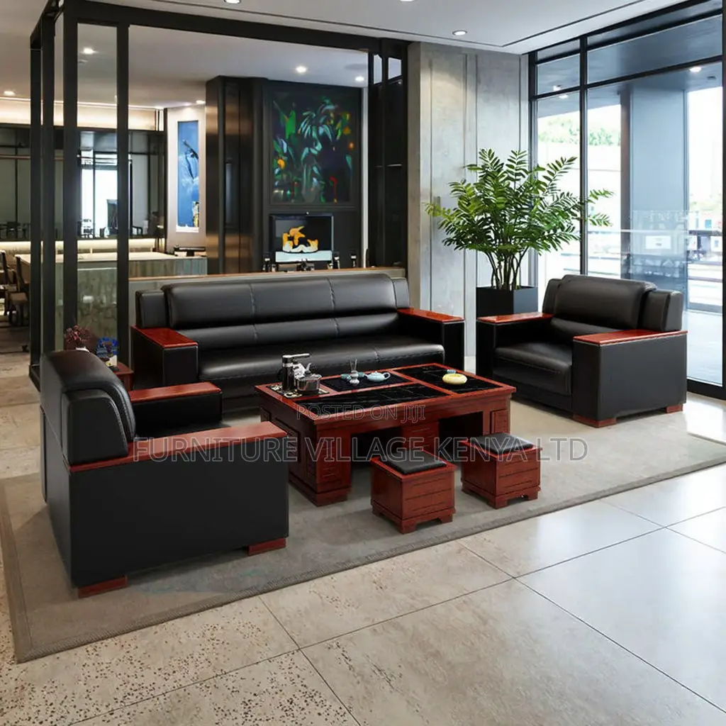 Office Chair; Black Executive Office Sofa Set