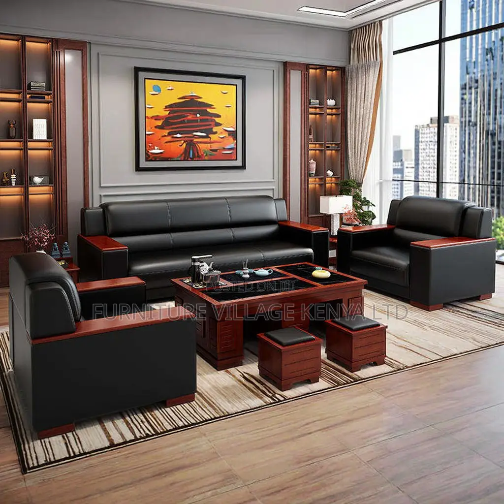 Office Chair; Black Executive Office Sofa Set
