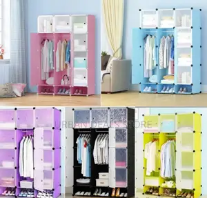 Portable 3-Column Plastic Wardrobe