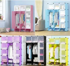 Portable 3-Column Plastic Wardrobe Available in Different Colors
