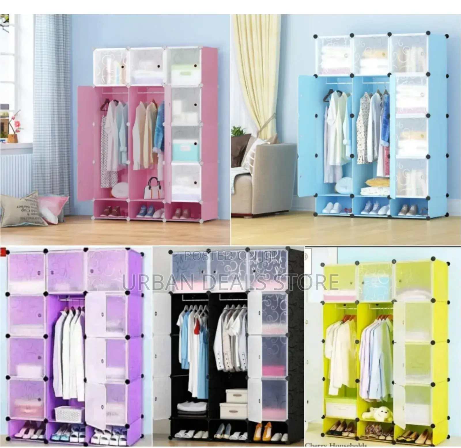 Portable 3-Column Plastic Spacioy Wardrobe