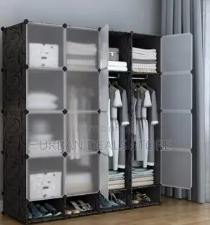 Portable 4- Column Design Plastic Wardrobe