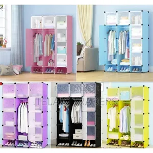 Portable 3- Column Plastic Wardrobes