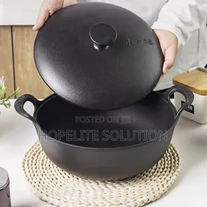 Pre-Seasoned Pure Cast Iron Flat Bottom Wok With Cast Iron Lid