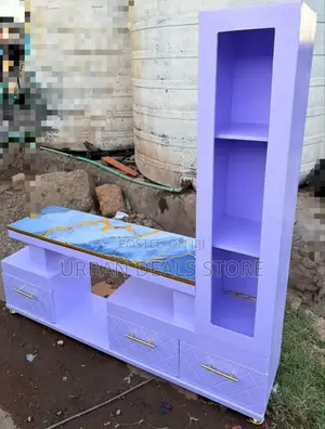 Tv Stand With Marble Coating and Shelf Cabinet
