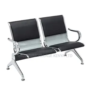 Office Bench ; 2-seater Black Reception Office Bench