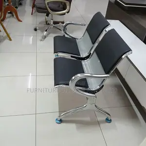 Office Bench ; 2-seater Black Reception Office Bench