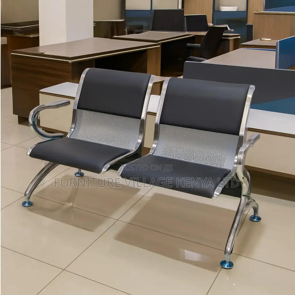 Office Bench ; 2-seater Black Reception Office Bench