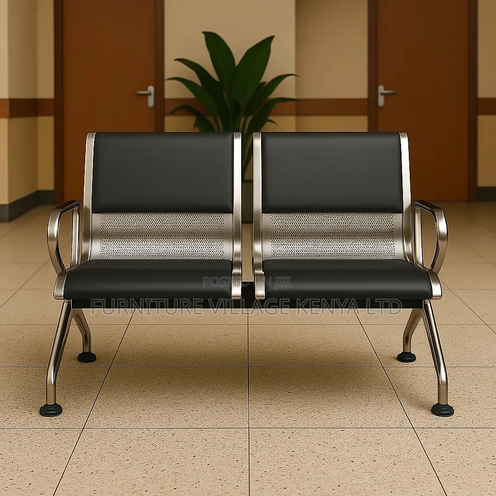 Office Bench ; 2-seater Black Reception Office Bench