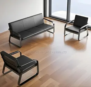 Office Sofa; 5-seater Black Reception Office Sofa