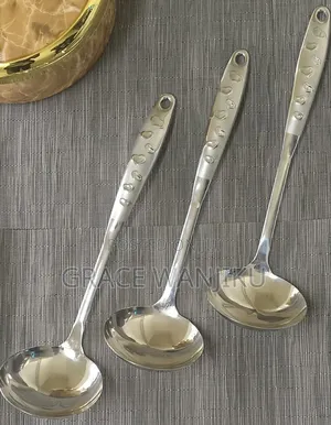 *Love Handle Stainless Steel Silver Serving Spoon*