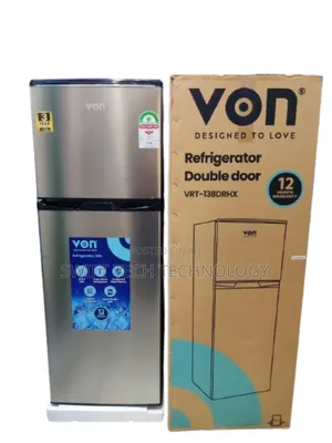Von 138litres Double Door Refrigerator Silver 
