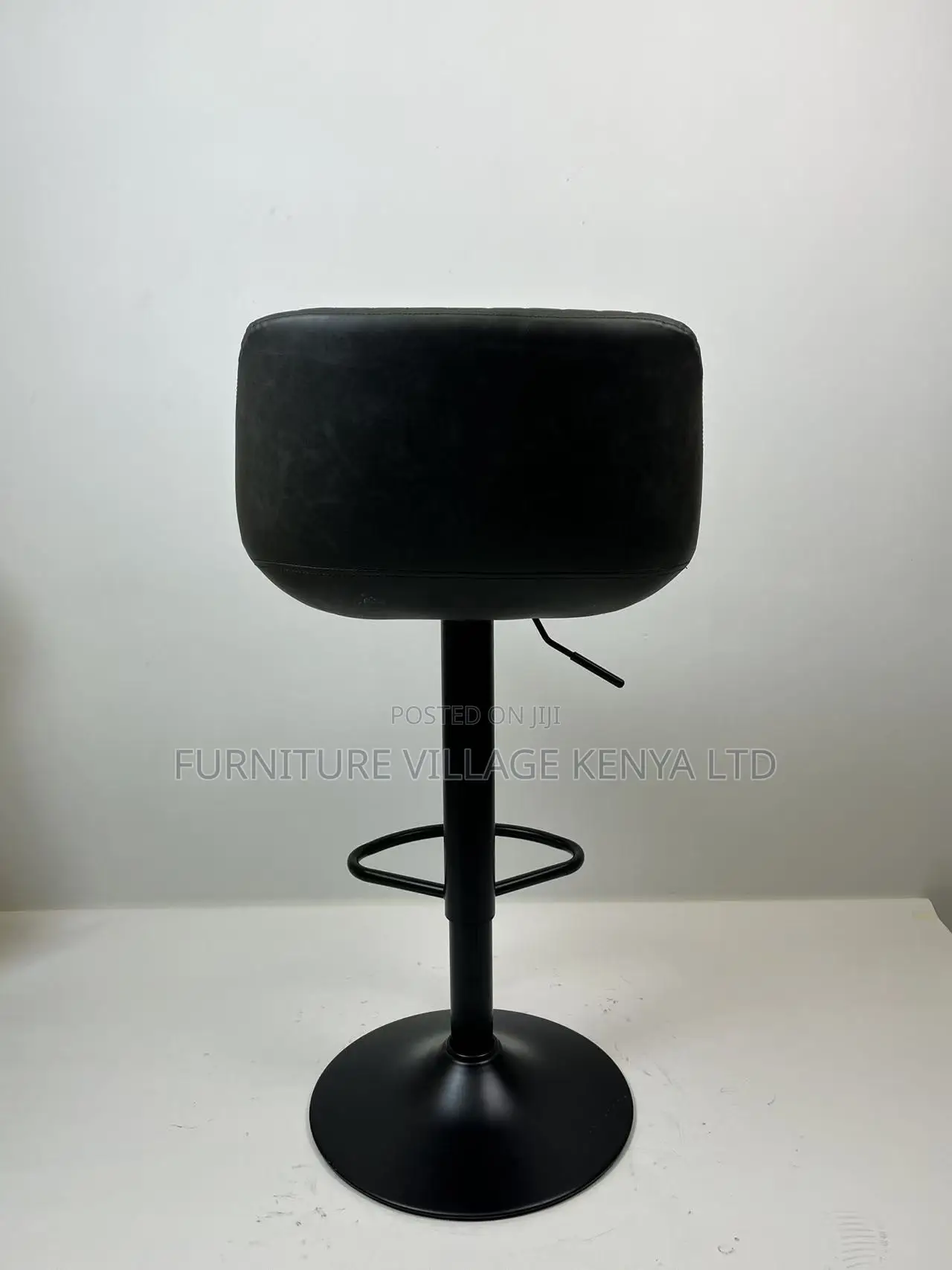 Barstool; Black Height Adjustable Office Barstool